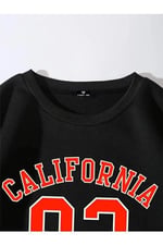 TrendSeninle Kadın Kahve Oversize Brooklyn Citylights Baskılı Sweatshirt