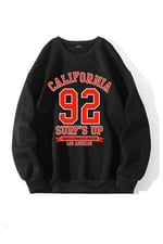 TrendSeninle Kadın Kahve Oversize Brooklyn Citylights Baskılı Sweatshirt