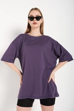 TrendSeninle Kadın Lacivert Oversize T-shirt