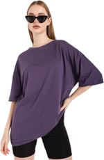 TrendSeninle Kadın Lacivert Oversize T-shirt