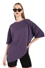 TrendSeninle Kadın Lacivert Oversize T-shirt