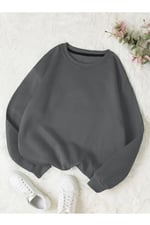TrendSeninle Kadın Leylak Moru Düz Bisiklet Yaka Sweatshirt