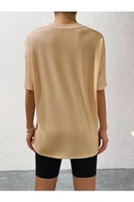 TrendSeninle Kadın Pudra Pembe Ready Wit Baskılı Oversize Taytlı Takım