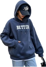 TrendSeninle Kadın Siyah Better Baskılı Oversize Sweatshirt