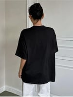 TrendSeninle Kadın Siyah İmpossible Star Baskılı Oversize Tişört