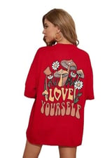 TrendSeninle Kadın Siyah Love Yourself Baskılı Oversize T-shirt