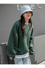 TrendSeninle Kadın Yeşil Merry Cheerful Baskılı Oversize Bisiklet Yaka Sweatshirt