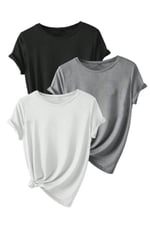 TrendSeninle Unisex 3Lü Paket Düz Oversize Tişört Beyaz Gri Siyah
