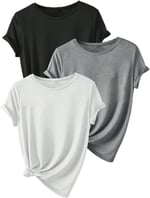 TrendSeninle Unisex 3Lü Paket Düz Oversize Tişört Beyaz Gri Siyah