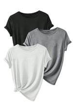 TrendSeninle Unisex 3Lü Paket Düz Oversize Tişört Beyaz Gri Siyah