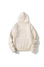 TrendSeninle Unisex Bej The Happiest Baskılı Kapişonlu Sweatshirt