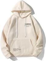 TrendSeninle Unisex Bej The Happiest Baskılı Kapişonlu Sweatshirt