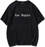 TrendSeninle Unisex Siyah Los Angeles Baskılı Oversize Tshirt