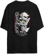 TrendSeninle Unisex Siyah Oversize T-shirt Baskılı Osaka Tişört