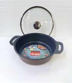 TRIANA - 3631 - 2 Parça Biogranit Döküm, Ağır Üstün Kaliteli ve Şık Tasarımlı, 28 Cm - 4,3 Litre, Karnıyarık, Pilav Tenceresi Bronz Gövde, Platin Detay
