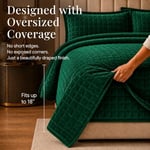 Tribeca Living Florence Kadife Büyük Boy Düz Yorgan Seti, Zümrüt Yeşili, İkiz