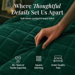 Tribeca Living Florence Kadife Büyük Boy Düz Yorgan Seti, Zümrüt Yeşili, İkiz