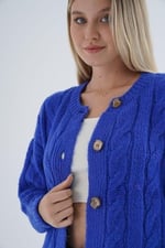 TRİST STAR Kadın Oversize Bisiklet Yaka Triko Örme Hırka TRIST-6166