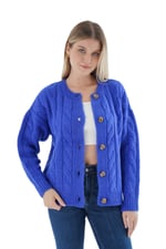 TRİST STAR Kadın Oversize Bisiklet Yaka Triko Örme Hırka TRIST-6166