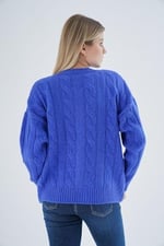 TRİST STAR Kadın Oversize Bisiklet Yaka Triko Örme Hırka TRIST-6166