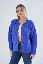 TRİST STAR Kadın Oversize Bisiklet Yaka Triko Örme Hırka TRIST-6166