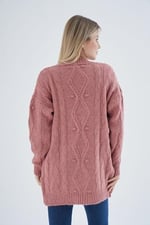 TRİST STAR Kadın Oversize Pon Ponlu Triko Örme Hırka TRIST-6165