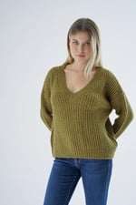 TRİST STAR Kadın Oversize Selanik Örgü Triko Kazak TRIST-6160