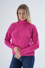 TRİST STAR Kadın Oversize Selanik Saç Örgülü Triko Kazak TRIST-6159