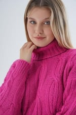 TRİST STAR Kadın Oversize Selanik Saç Örgülü Triko Kazak TRIST-6159