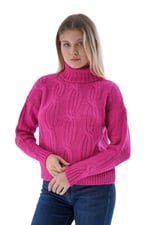 TRİST STAR Kadın Oversize Selanik Saç Örgülü Triko Kazak TRIST-6159