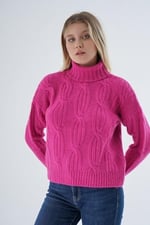 TRİST STAR Kadın Oversize Selanik Saç Örgülü Triko Kazak TRIST-6159