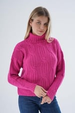 TRİST STAR Kadın Oversize Selanik Saç Örgülü Triko Kazak TRIST-6159