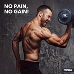 TROIKA Fitness NEVER GIVE UP anahtarlık, karabina kancalı, dekoratif tırmanma halatında 2 kolye ucu: Dambıl ve plaka, çinko alaşım, krom kaplama, siyah, gümüş rengi orijinal, Siyah/Gümüş Renkleri,