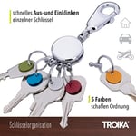 TROIKA Patentli anahtarlık – Kyr61/CH – yuvarlak, parlak – anahtarlık – karabina kanca – 6 katlanabilir halka – anahtarların düzenlenmesi için renkli plakalar – Troika orijinal