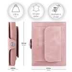 TRUSADOR Valencia Unisex Deri Cüzdan Küçük Kompakt Ön Cep RFID Bozuk Para Cepli Cüzdanlar, Pembe, Bozuk Para Cepli