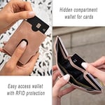 TRUSADOR Valencia Unisex Deri Cüzdan Küçük Kompakt Ön Cep RFID Bozuk Para Cepli Cüzdanlar, Pembe, Bozuk Para Cepli