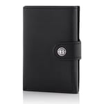 TRUSADOR Venedik Erkek ve Kadın Deri Üç Katlı Cüzdan RFID Engelleme Ön Cep Cüzdan, Siyah, 4.0 x 3.0 x 0.9 inches, Bozuk Para Cepli