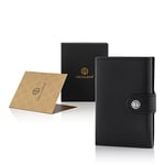 TRUSADOR Venedik Erkek ve Kadın Deri Üç Katlı Cüzdan RFID Engelleme Ön Cep Cüzdan, Siyah, 4.0 x 3.0 x 0.9 inches, Bozuk Para Cepli