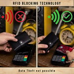 TRUSADOR Venedik Erkek ve Kadın Deri Üç Katlı Cüzdan RFID Engelleme Ön Cep Cüzdan, Siyah, 4.0 x 3.0 x 0.9 inches, Bozuk Para Cepli