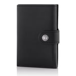 TRUSADOR Venedik Erkek ve Kadın Deri Üç Katlı Cüzdan RFID Engelleme Ön Cep Cüzdan, Siyah, 4.0 x 3.0 x 0.9 inches, Bozuk Para Cepli