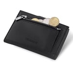 TRUSADOR Venedik Erkek ve Kadın Deri Üç Katlı Cüzdan RFID Engelleme Ön Cep Cüzdan, Siyah, 4.0 x 3.0 x 0.9 inches, Bozuk Para Cepli
