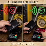 TRUSADOR Venedik Erkek ve Kadın Deri Üç Katlı Cüzdan RFID Engelleme Ön Cep Cüzdan, Siyah, 4.0 x 3.0 x 0.9 inches, Bozuk Para Cepli