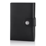 TRUSADOR Venedik Erkek ve Kadın Deri Üç Katlı Cüzdan RFID Engelleme Ön Cep Cüzdan, Siyah, 4.0 x 3.0 x 0.9 inches, Bozuk Para Cepli