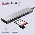 Trust Halyx Hızlı USB-C Hub ve Kart Okuyucu, USB 3.2 Gen 1, SD ve Mikro SD Kart Okuyucu 104 Mbit/s, (Mikro) SD, SDHC ve SDXC, 2 TB, PC, MacBook, Chromebook, Laptop