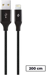 Ttec Alumicable XL Lightning Şarj ve Data Kablosu, Siyah, 2 m