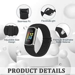 TumpCez Fitbit Charge 5 ile Uyumlu 5'li Paket Ayarlanabilir Elastik Bant, Nefes Alabilir Rahat Solo Loop Spor Yedek Bileklik Fitbit Charge 5 için Kadın Erkek