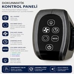 Turbo Akıllı Fan 70W Uzaktan Kumandalı Kule Vantilatör, Aromaterapi Özellikli, Dokunmatik LED Ekranlı, 3 Hız Kademeli, 3 Modlu, 12 Saat Zamanlayıcılı, Sessiz Çalışma, Salınımlı Fan