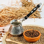 Türk Kahve Demliği| En Kalın Bakır Türk Kahvesi Makinesi| Tereyağı Isıtıcı| Yunan, Arapça, Türk Kahvesi Seti|Kahve Sıcak Çikolata Potası| Cezve| 14 oz, Parlak (Gümüş Bakır)
