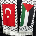 Türk ve Filistin Püsküllü Atkı - Yumuşak Dokulu ve Şık Desenli Atkı