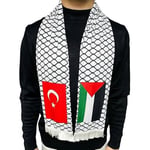 Türk ve Filistin Püsküllü Atkı - Yumuşak Dokulu ve Şık Desenli Atkı